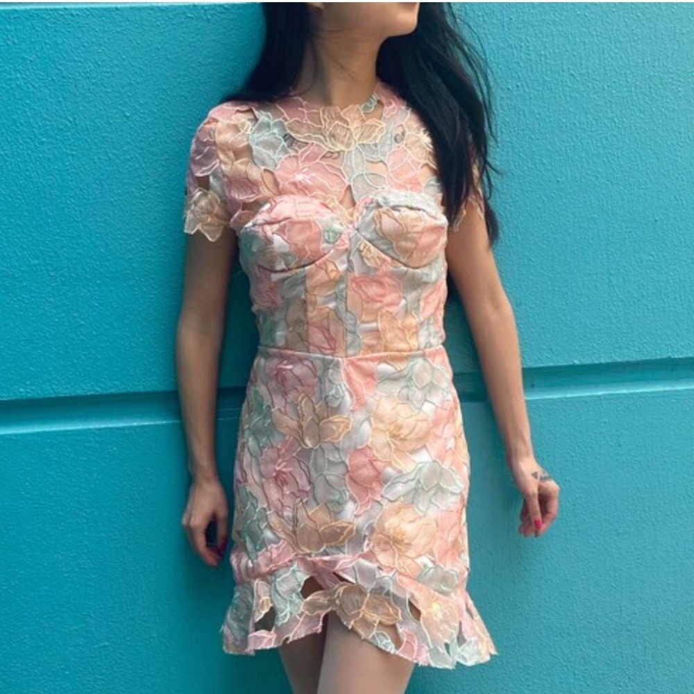 Floral Pastel Lace Tea Dress